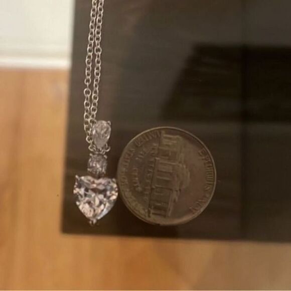 The 2 ct Heart Cut Pendant 14K White Gold Finish in 925 - Picture 2 of 6
